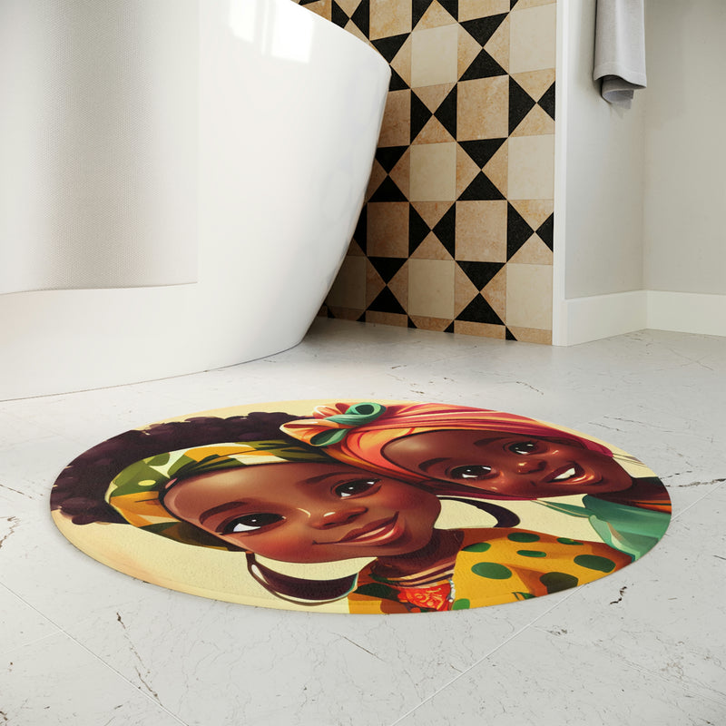 Bath Mat, Cute Afro Girls Bath Mat, Bathroom Mat, Girls Mat