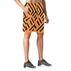 Beach Shorts, Orange Print Swim Shorts Men's All Over Print Elastic Beach Shorts