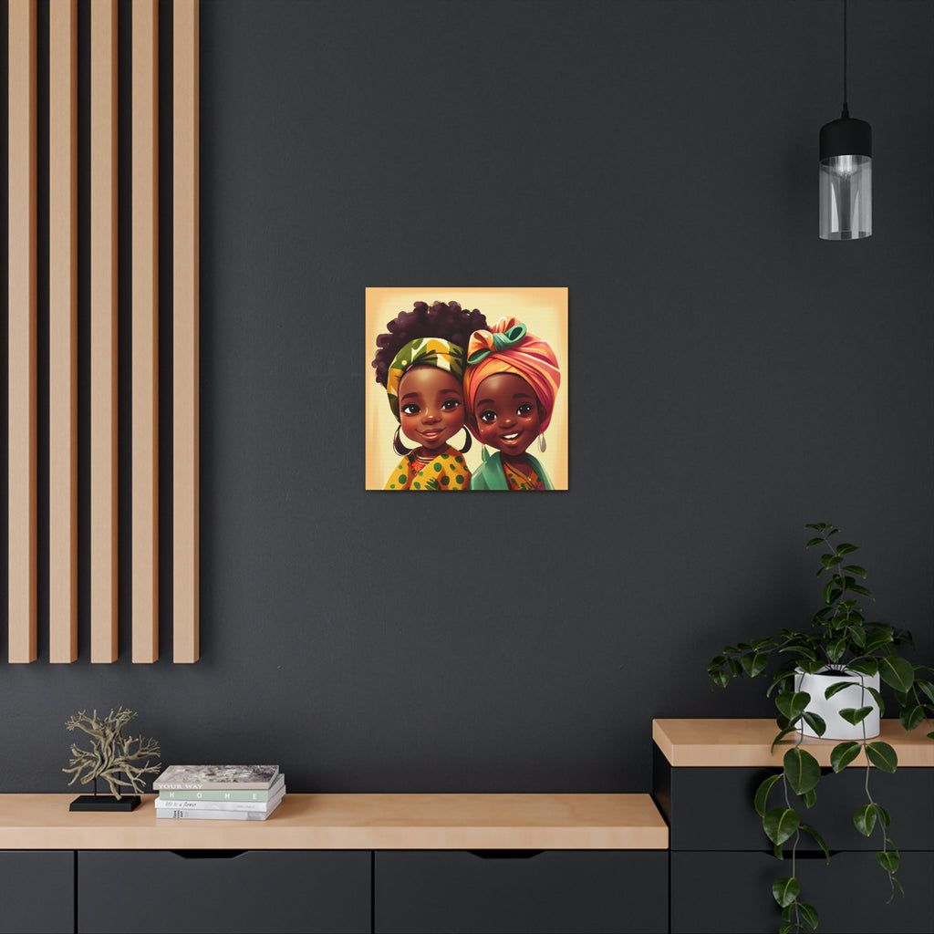 Cute Afro Girls Canvas, African Canvas, Canvas for Home Decor, Wall Decoration, Housewarming Gift, Girls Canvas