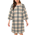Plaid Beige Women's Oversized Sleep Tee
