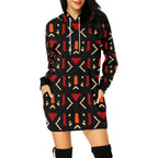 Hoodie MIni Dress/Bogolan Print