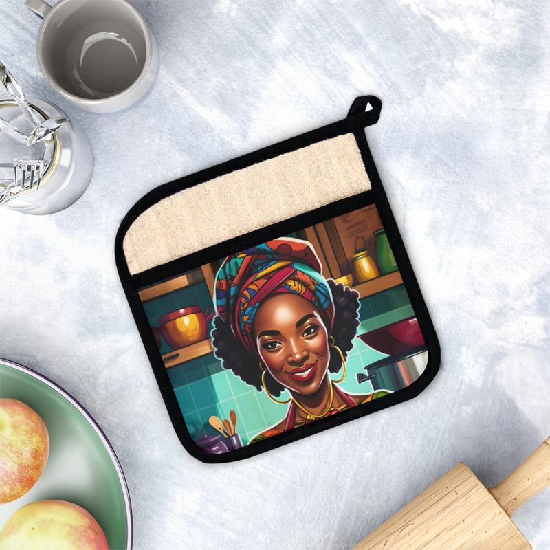 Pot Holder with Pocket, Colorful Pot Holder, African American