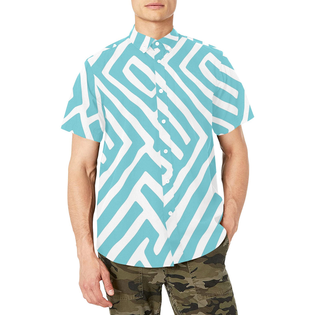 Men's Abstract Short Sleeve Shirt with Chest Pocket
