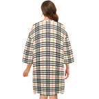 Plaid Beige Women's Oversized Sleep Tee