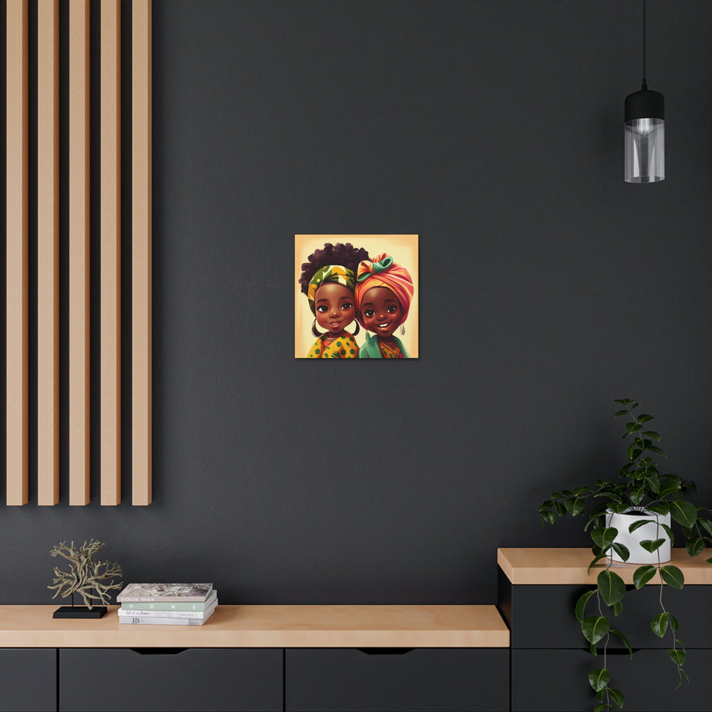 Cute Afro Girls Canvas, African Canvas, Canvas for Home Decor, Wall Decoration, Housewarming Gift, Girls Canvas