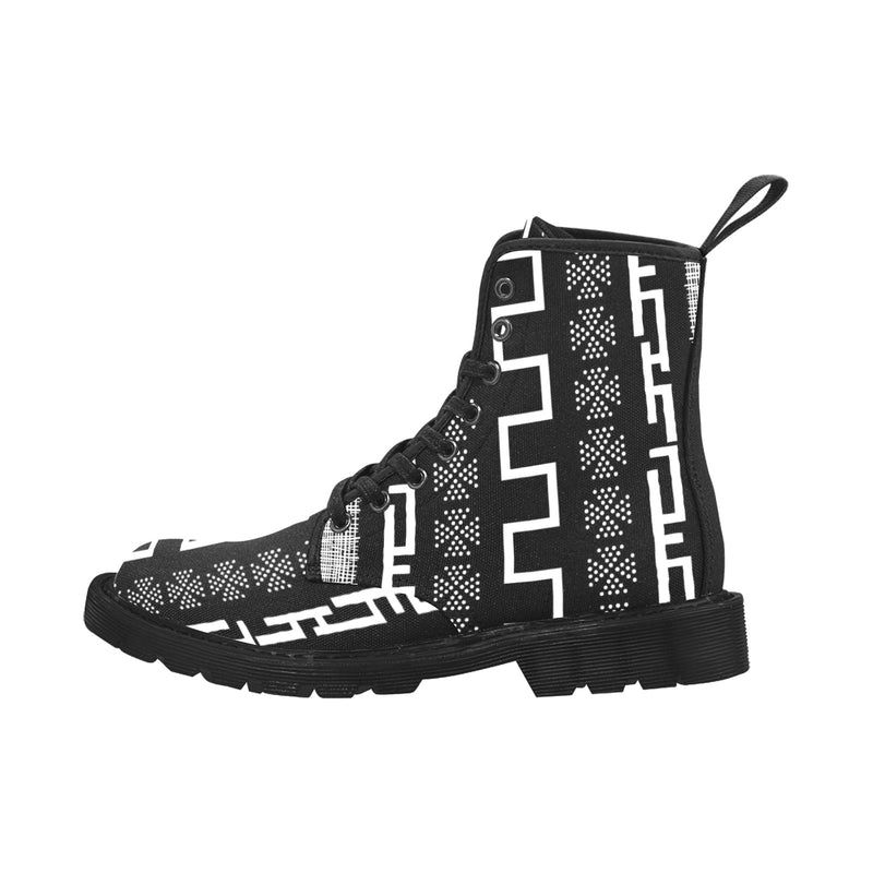 African Print Martin Boots for Women (Black) (Model 1203H)