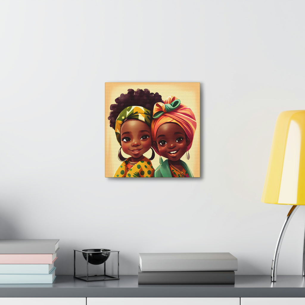 Cute Afro Girls Canvas, African Canvas, Canvas for Home Decor, Wall Decoration, Housewarming Gift, Girls Canvas