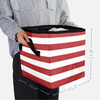 Red and White Striped Quilt Storage Bag