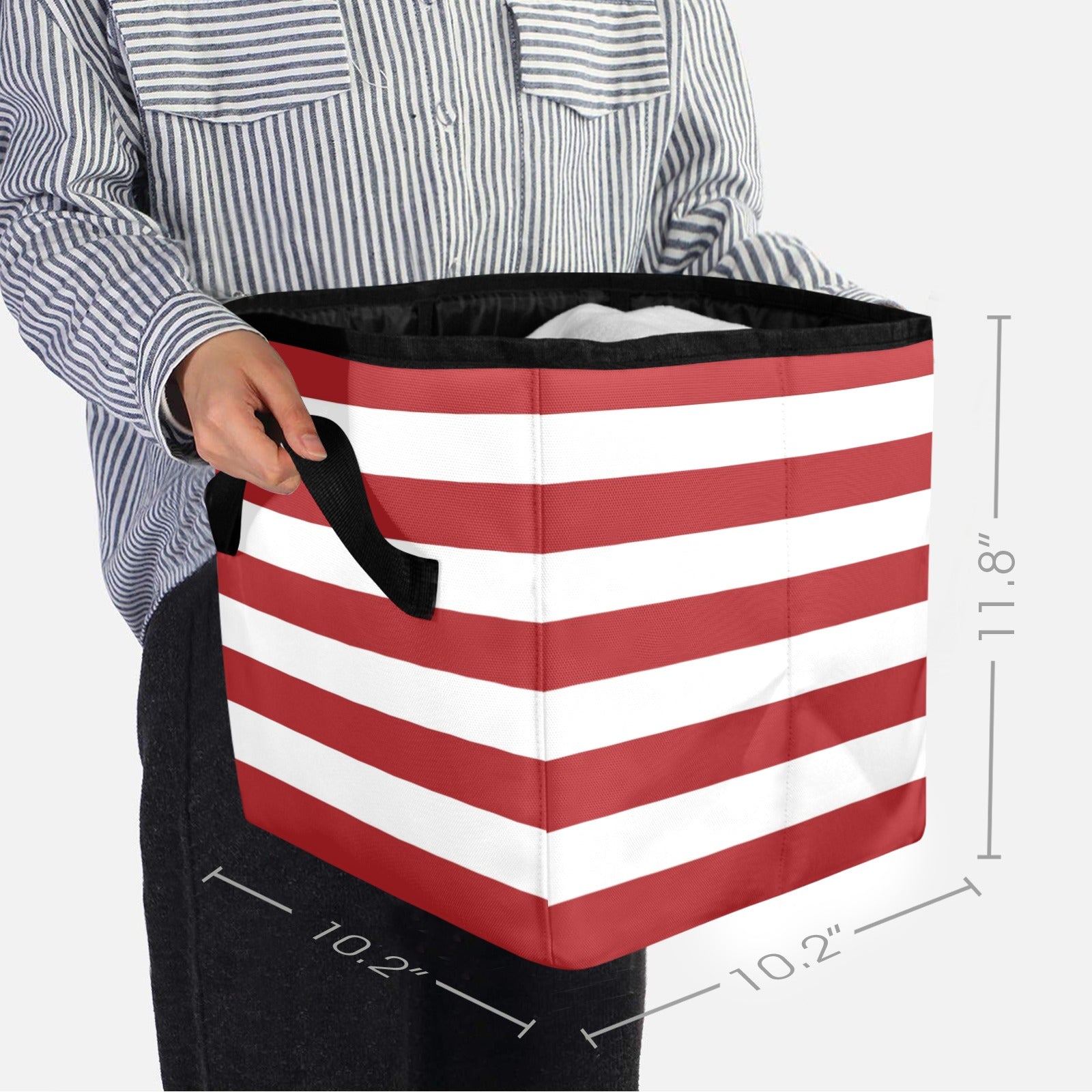 Red and White Striped Quilt Storage Bag