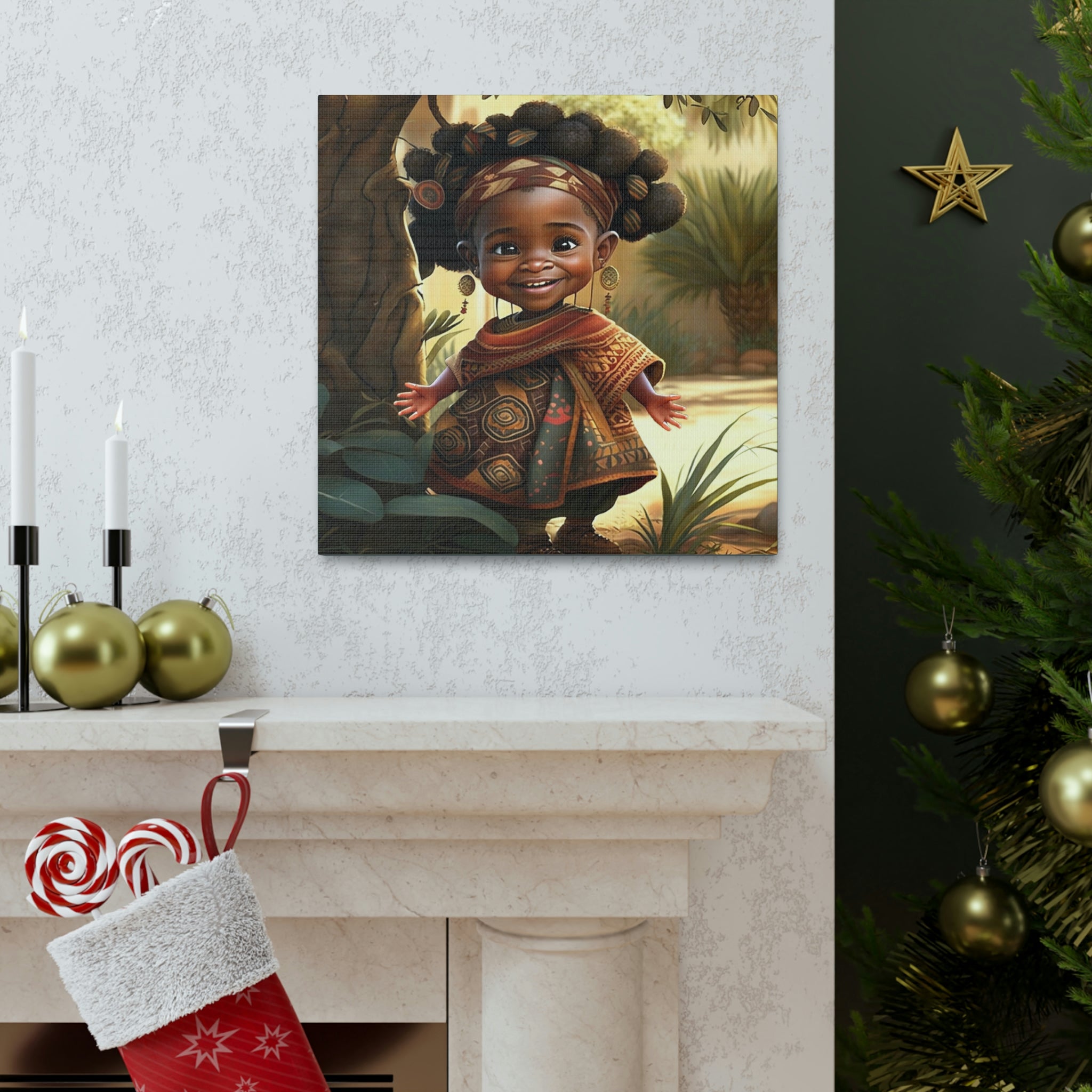 Cute Afro Girls Canvas, Canvas for Home Decor, Wall Decoration, Girl Canvas