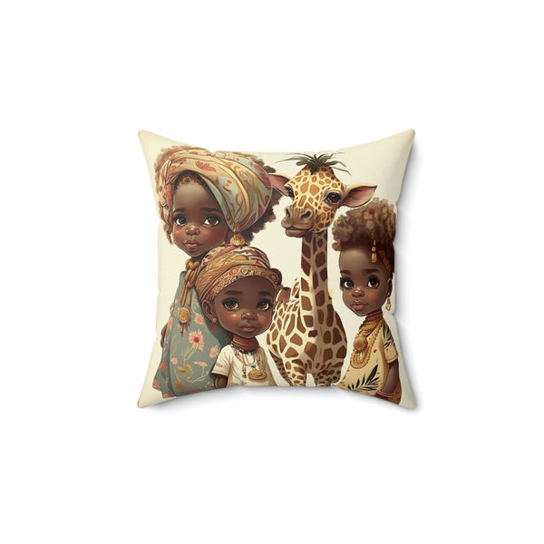 Pillow Cover with Giraffe Print, Spun Polyester Square Pillow, Home Decor