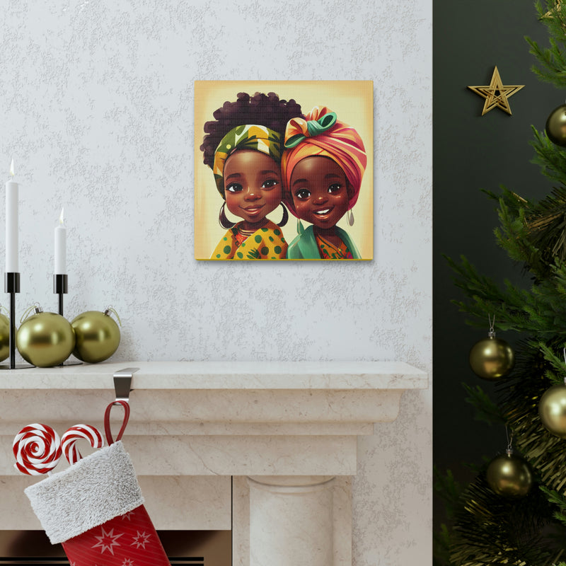 Cute Afro Girls Canvas, African Canvas, Canvas for Home Decor, Wall Decoration, Housewarming Gift, Girls Canvas