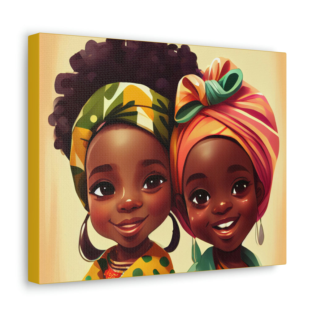 Cute Afro Girls Canvas, African Canvas, Canvas for Home Decor, Wall Decoration, Housewarming Gift, Girls Canvas