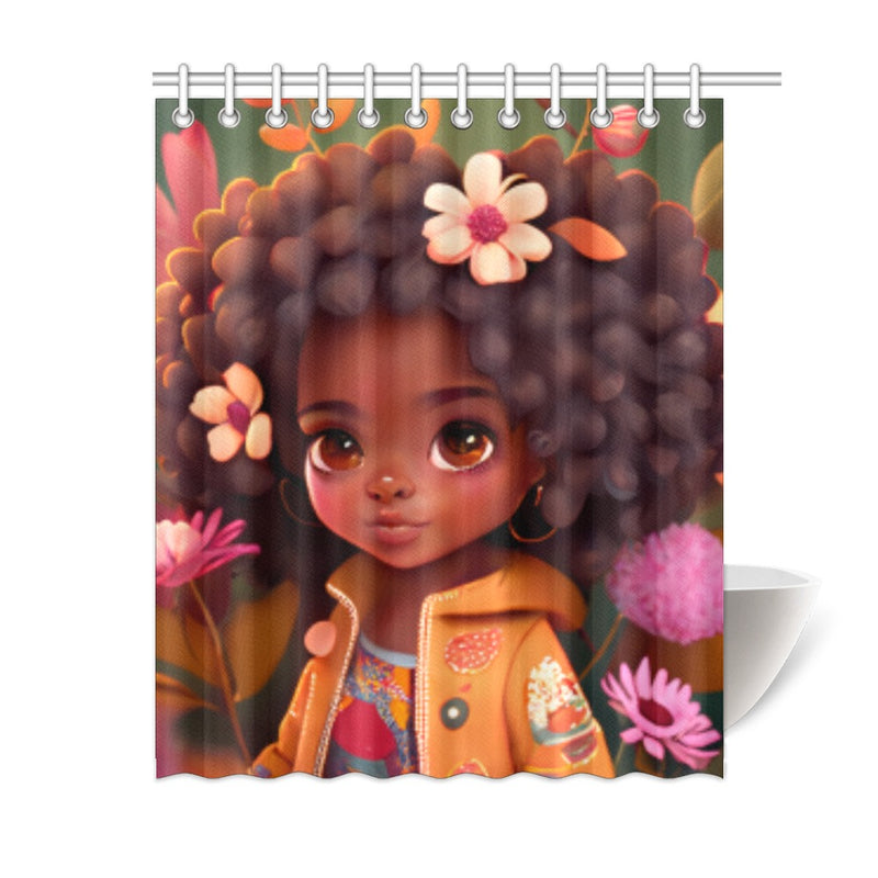 Girl with Flowers Shower Curtain 60"x72"