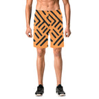 Beach Shorts, Orange Print Swim Shorts Men's All Over Print Elastic Beach Shorts