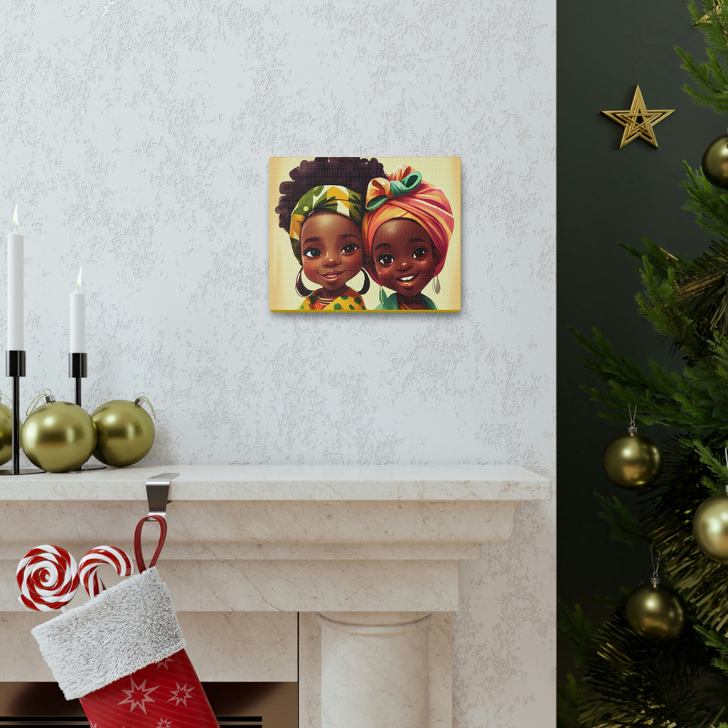 Cute Afro Girls Canvas, African Canvas, Canvas for Home Decor, Wall Decoration, Housewarming Gift, Girls Canvas