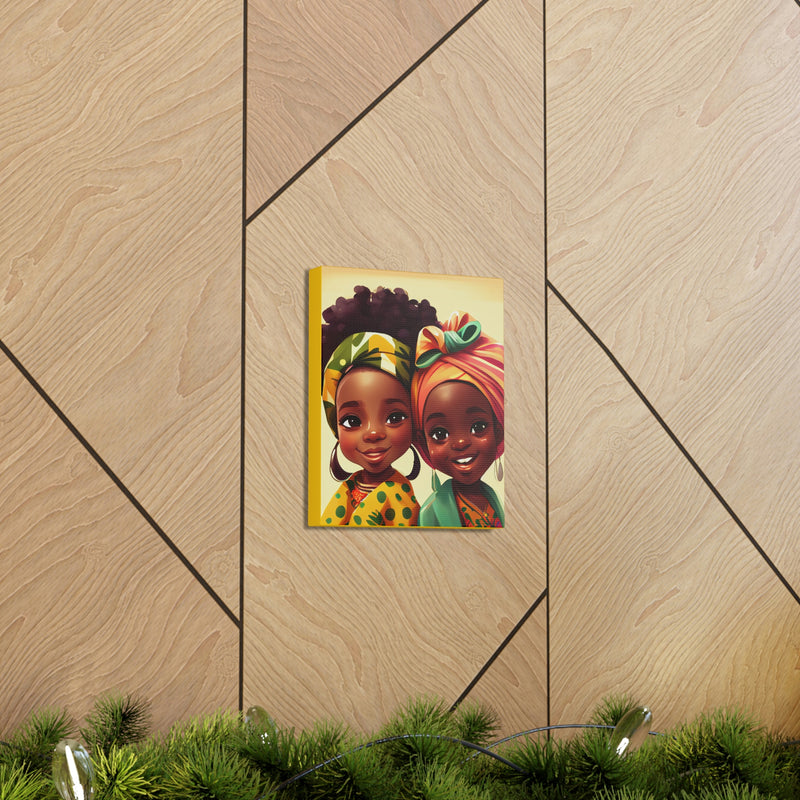 Cute Afro Girls Canvas, African Canvas, Canvas for Home Decor, Wall Decoration, Housewarming Gift, Girls Canvas