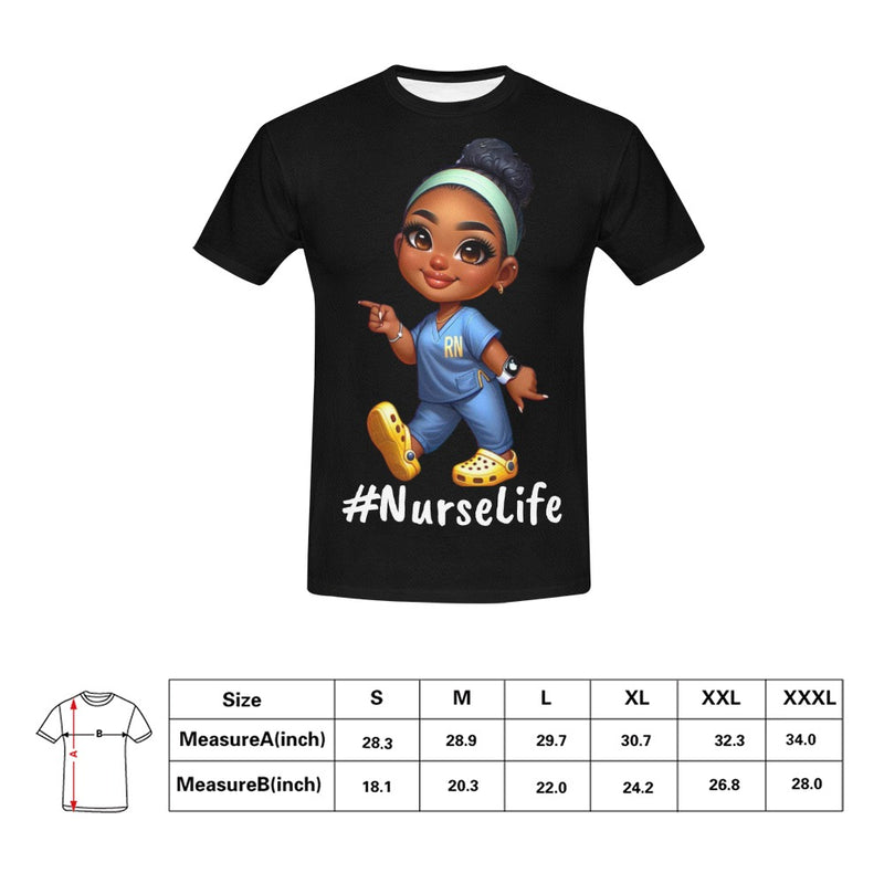 Nurselife_Black All Over Print T-Shirt