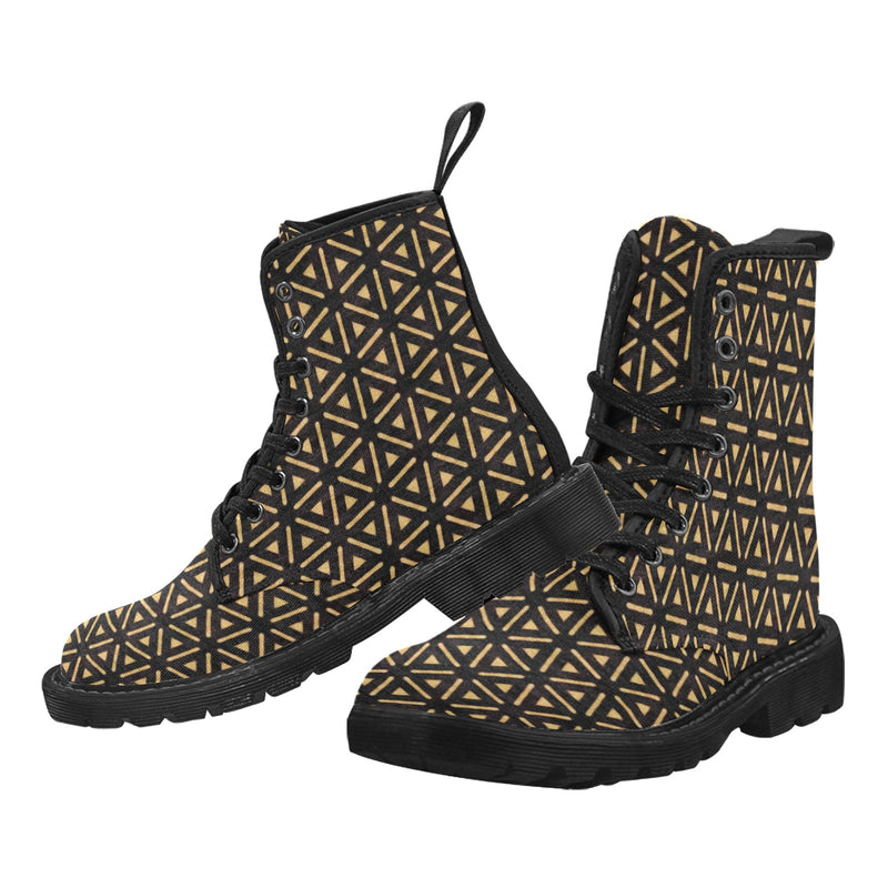 Bogolan Black Print Martin Boots for Women (Black)