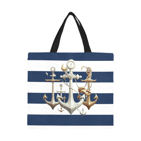 Anchor Tote Navy Blue All Over Print Canvas Tote Bag, Large