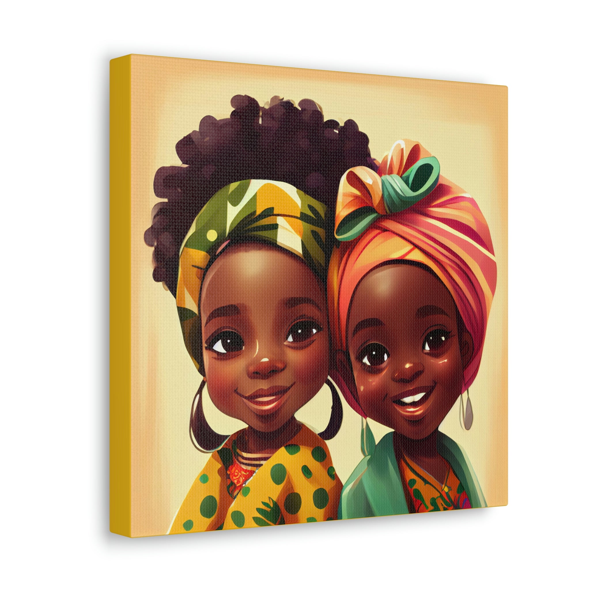 Cute Afro Girls Canvas, African Canvas, Canvas for Home Decor, Wall Decoration, Housewarming Gift, Girls Canvas