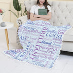 Positive Affirmations Purple Pom Pom Fringe Blanket 60"x80"