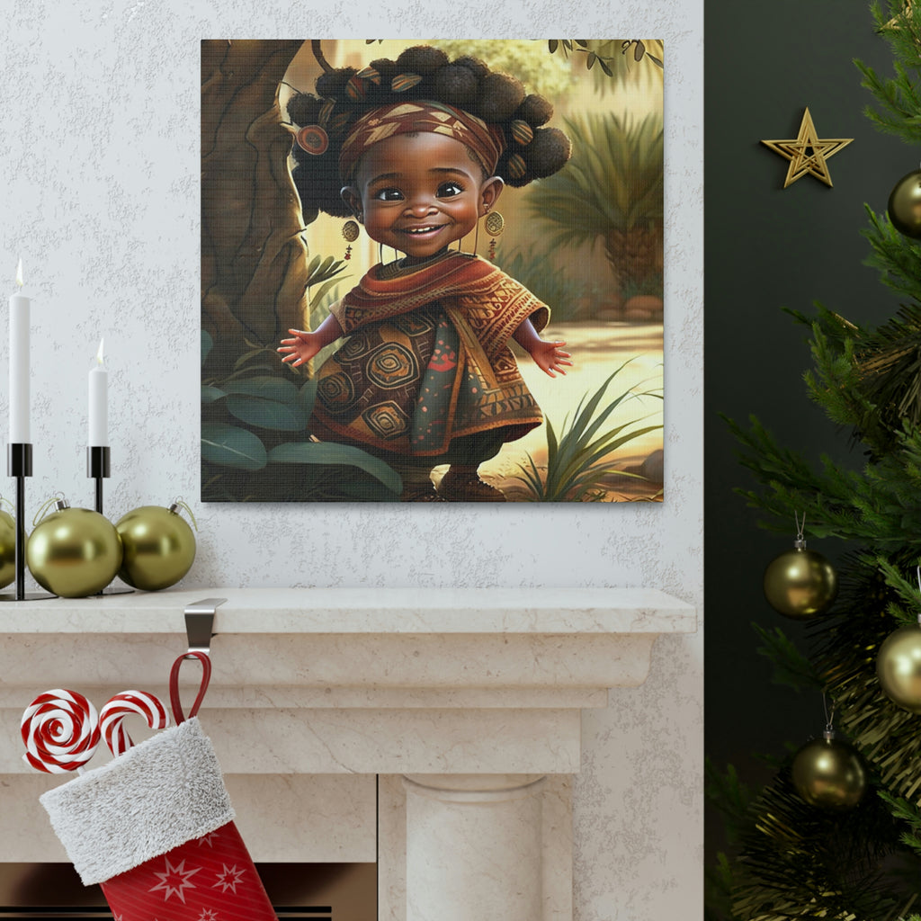 Cute Afro Girls Canvas, Canvas for Home Decor, Wall Decoration, Girl Canvas