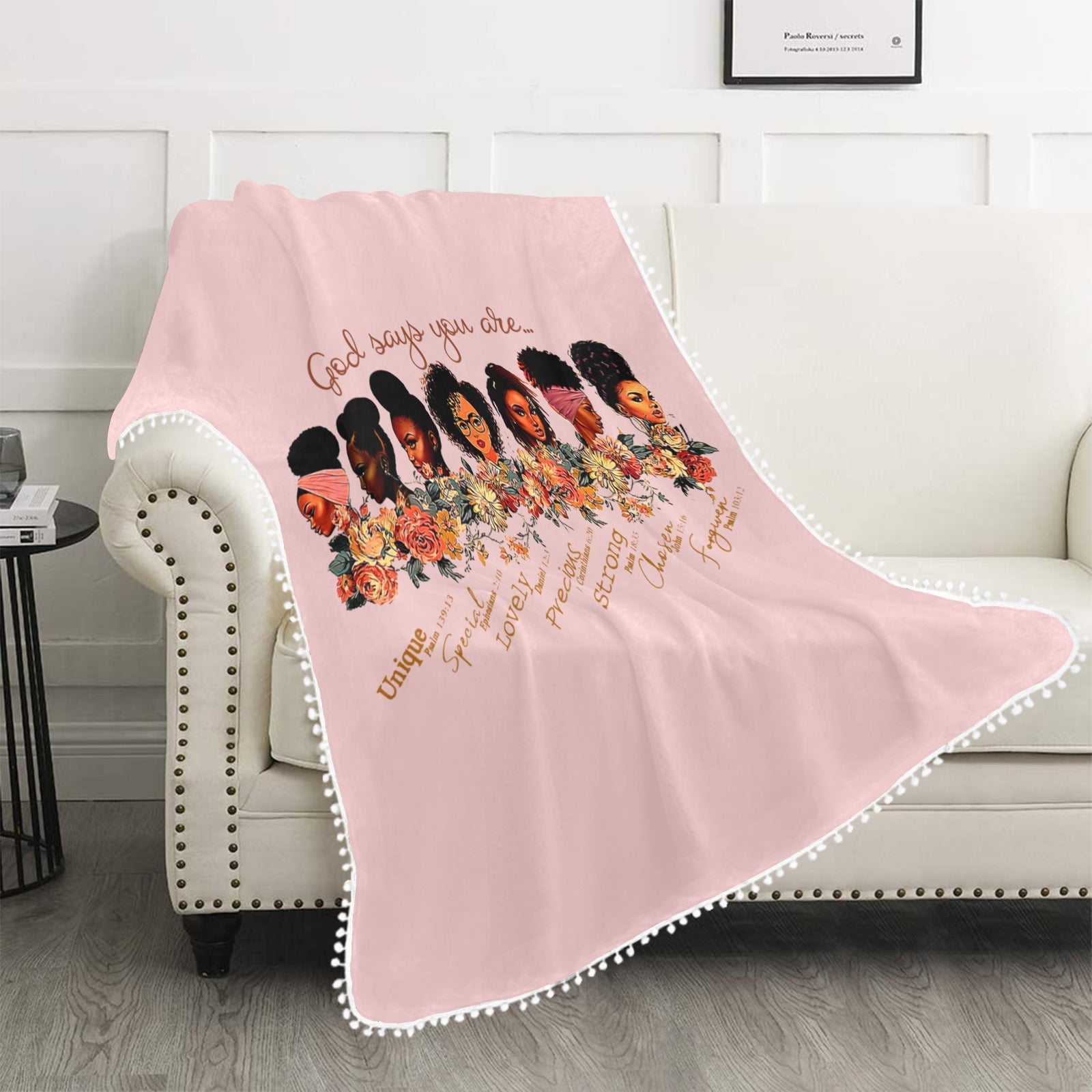 God says you are Pom Pom Fringe Blanket 60"x80"