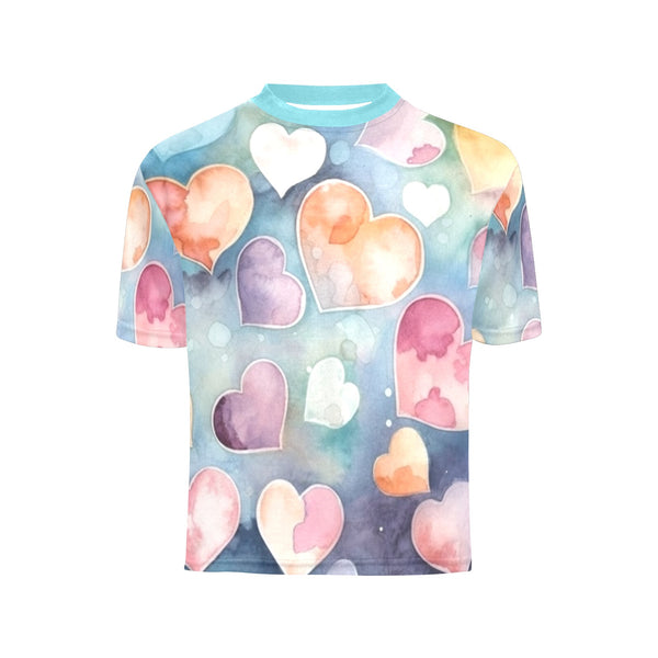 Little Girl's Crew Neck T-Shirt, Hearts