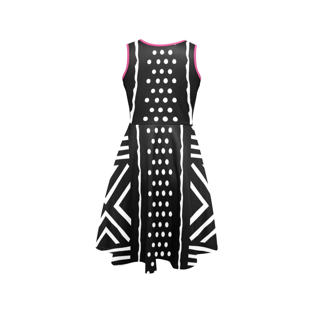 Black and White Print Dress Sleeveless Expansion Dress