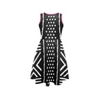 Black and White Print Dress Sleeveless Expansion Dress