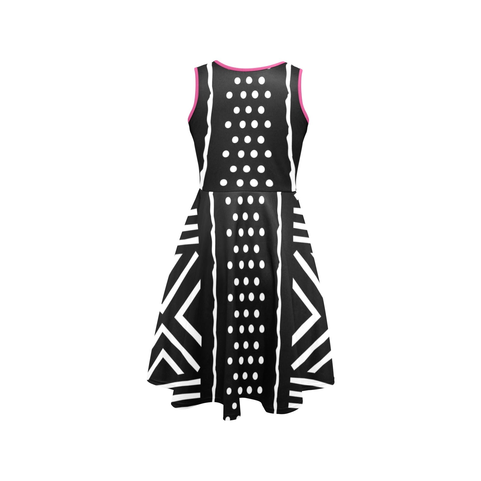 Black and White Print Dress Sleeveless Expansion Dress