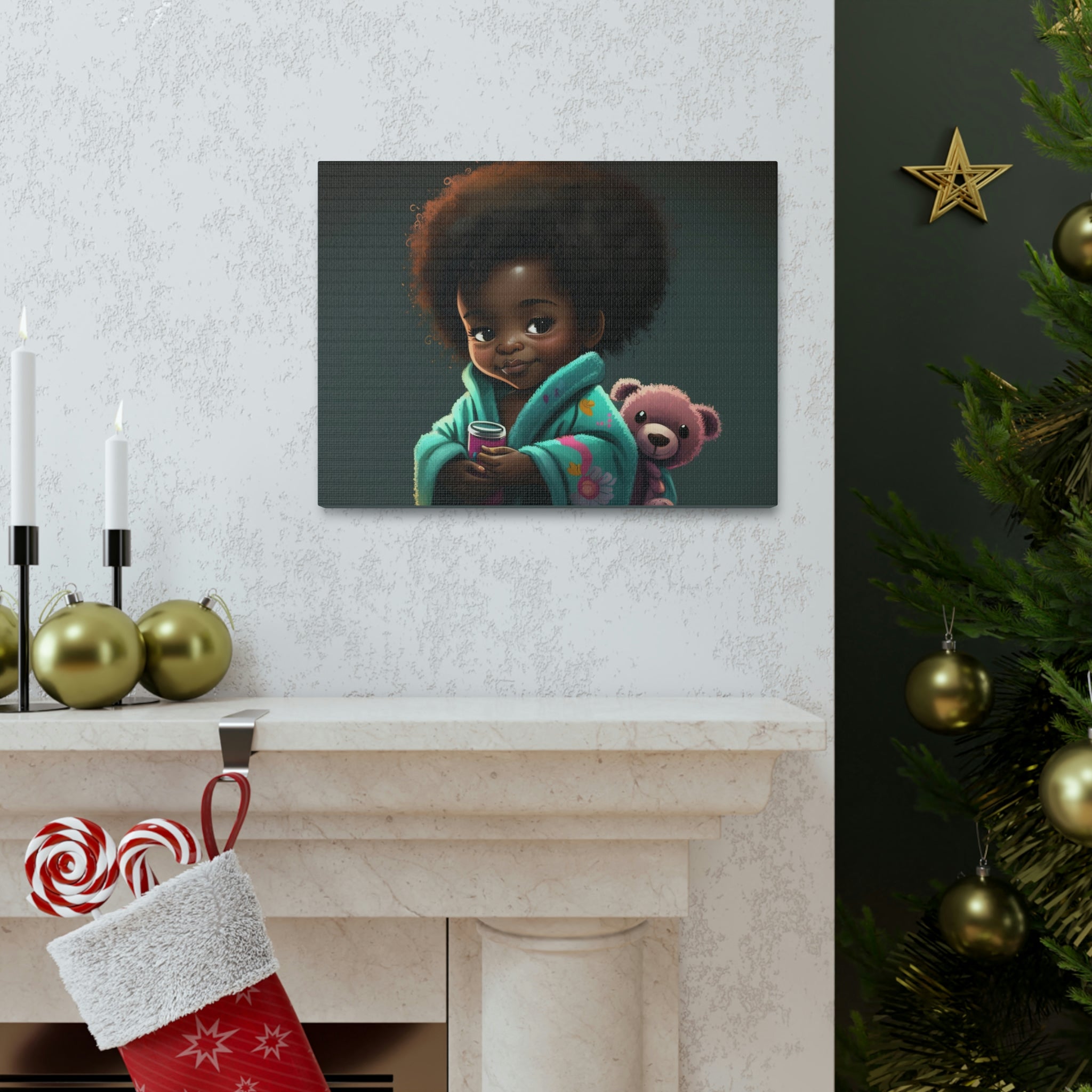 Cute Afro Girls Canvas, Canvas for Home Decor, Wall Decoration, Girl Canvas