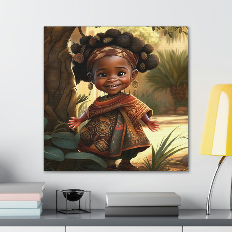 Cute Afro Girls Canvas, Canvas for Home Decor, Wall Decoration, Girl Canvas