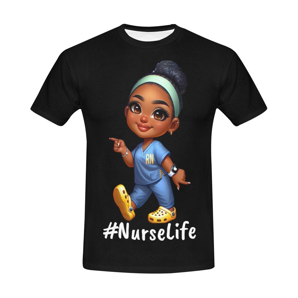 Nurselife_Black All Over Print T-Shirt