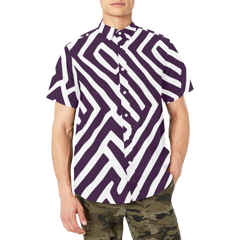 Men's Abstract Short Sleeve Shirt with Chest Pocket