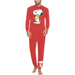 Men's All Over Print Pajama Set with Custom Cuff, Red