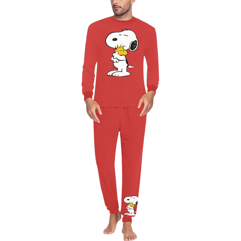 Men's All Over Print Pajama Set with Custom Cuff, Red