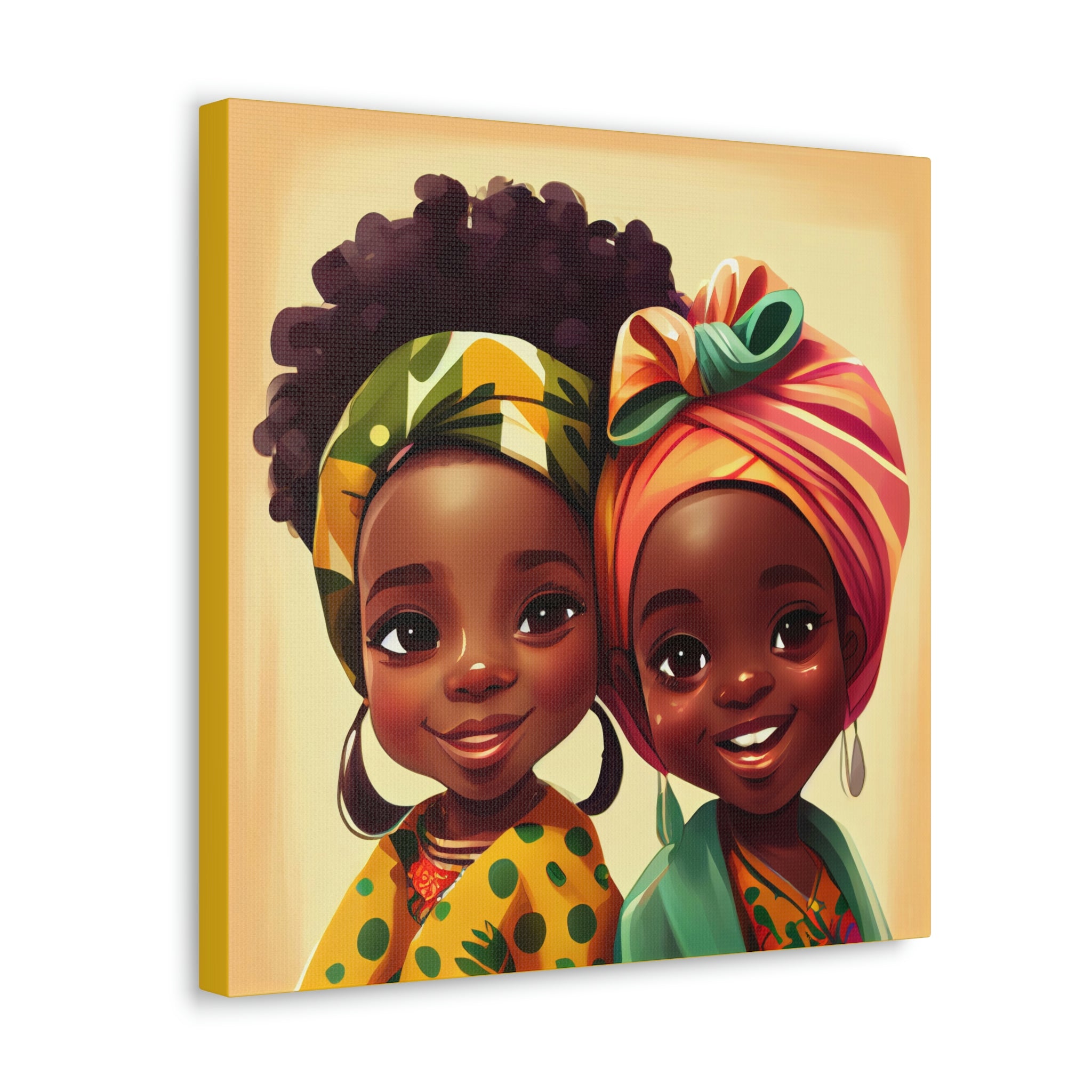 Cute Afro Girls Canvas, African Canvas, Canvas for Home Decor, Wall Decoration, Housewarming Gift, Girls Canvas
