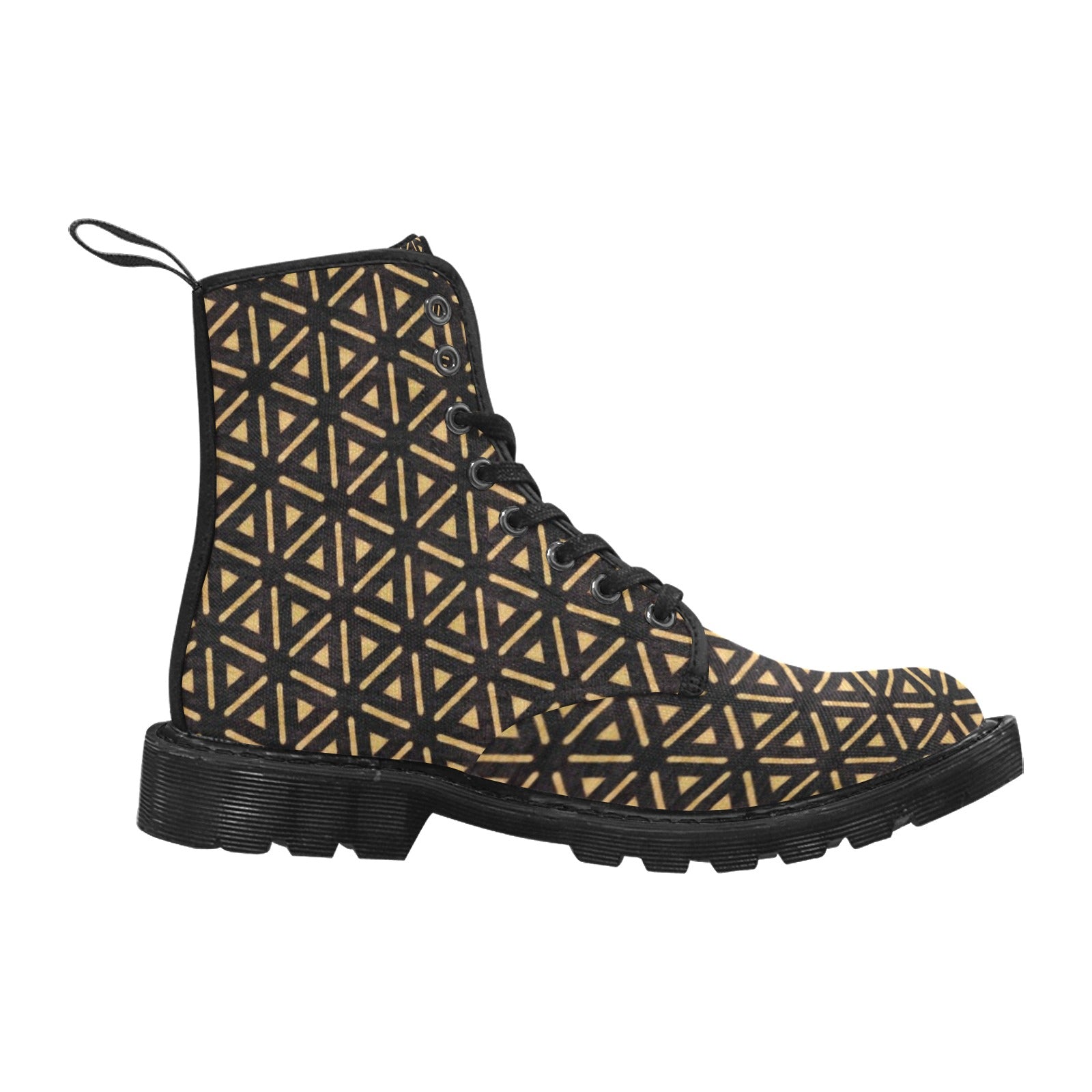 Bogolan Black Print Martin Boots for Women (Black)