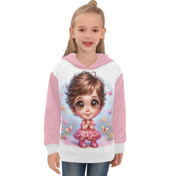 Pink and White Hoodie Big Girls' Long Sleeve Hoodie