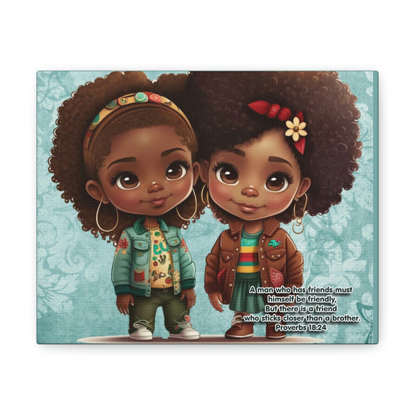 Canvas Gallery Wrap, Friends, Christian, There is a Friend, African American Girls, Picture Frame
