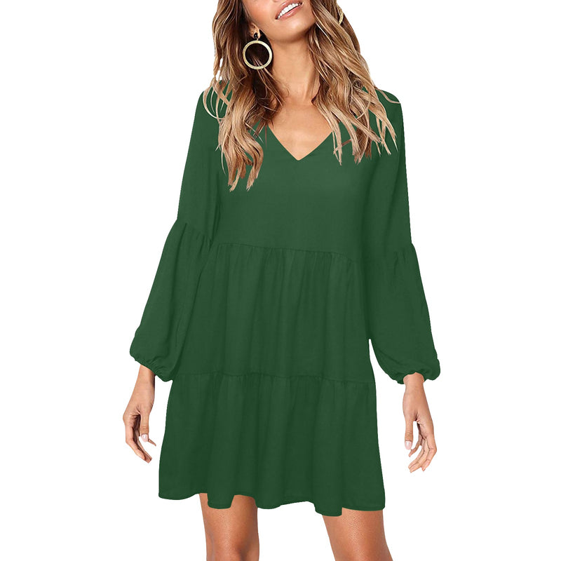 Green Loose Fit Dress Ensemble