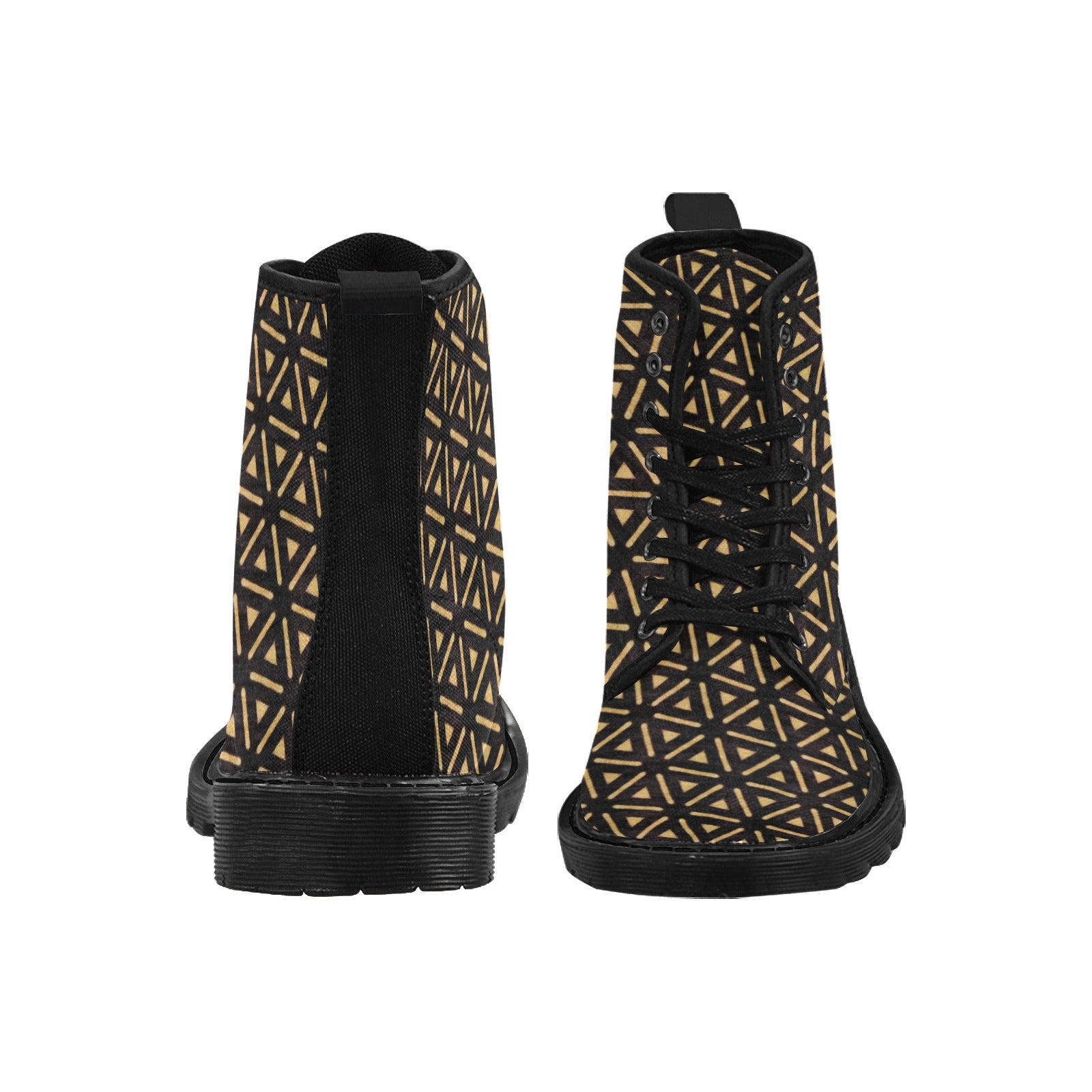 Bogolan Black Print Martin Boots for Women (Black)