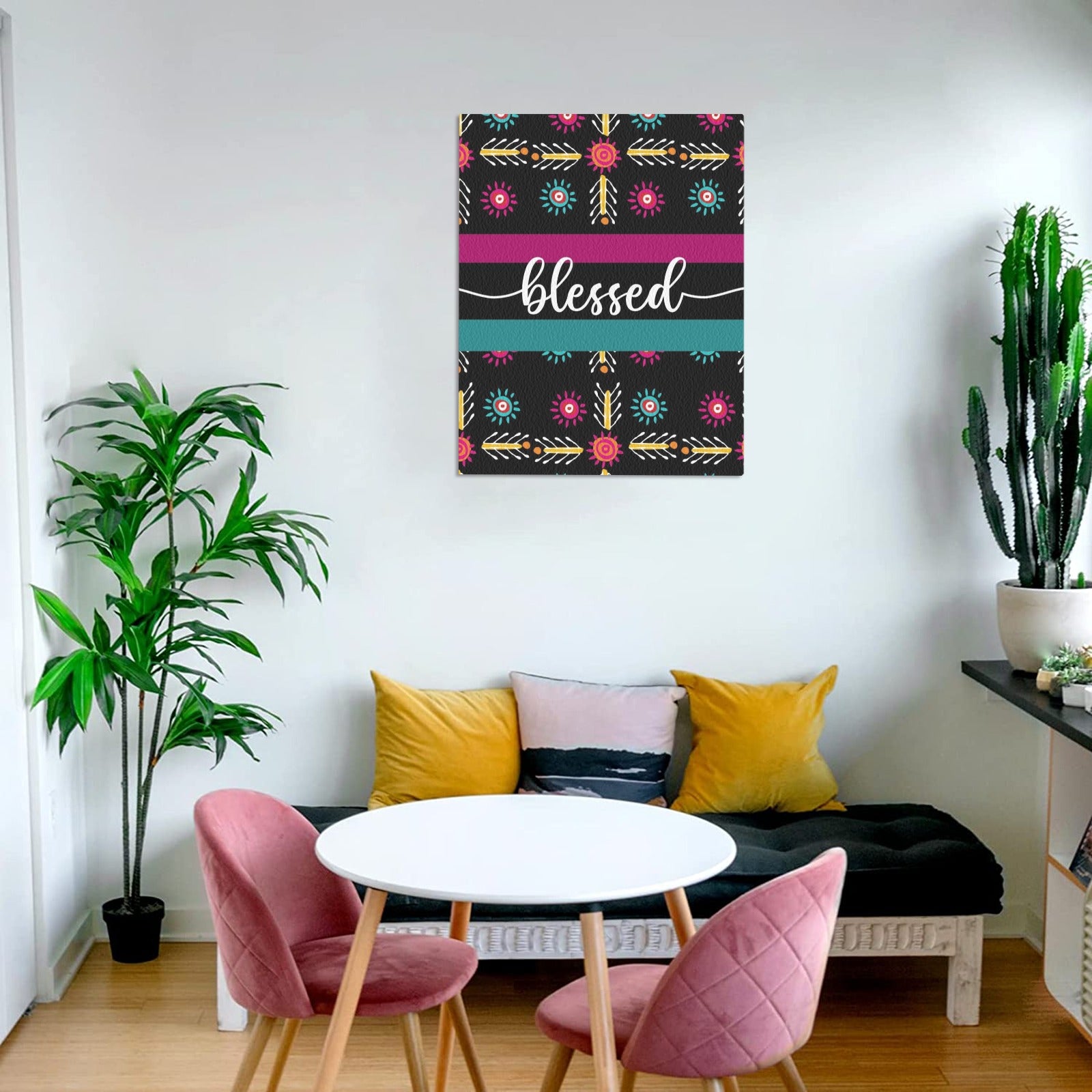 Aztec Design Black Frame Canvas Print 11"x14"