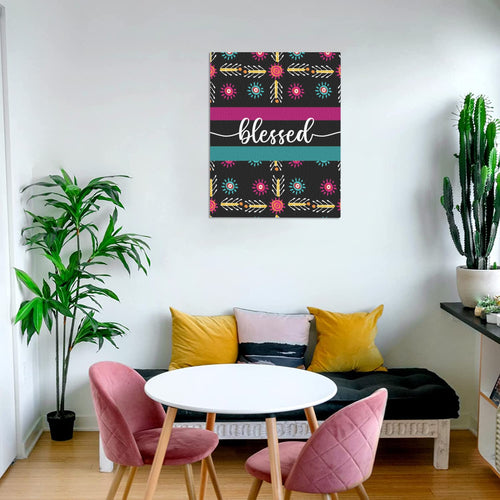 Aztec Design Black Frame Canvas Print 11"x14"