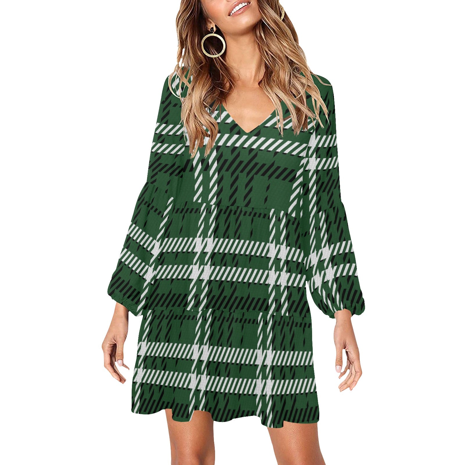 Green Loose Fit Dress Ensemble