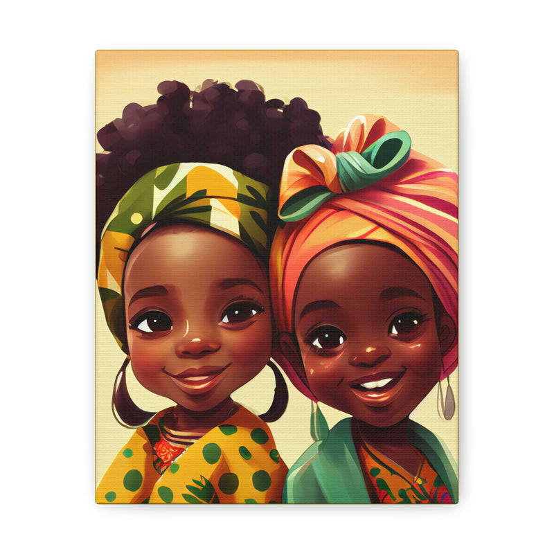 Cute Afro Girls Canvas, African Canvas, Canvas for Home Decor, Wall Decoration, Housewarming Gift, Girls Canvas