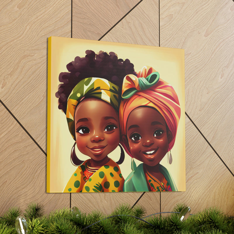 Cute Afro Girls Canvas, African Canvas, Canvas for Home Decor, Wall Decoration, Housewarming Gift, Girls Canvas