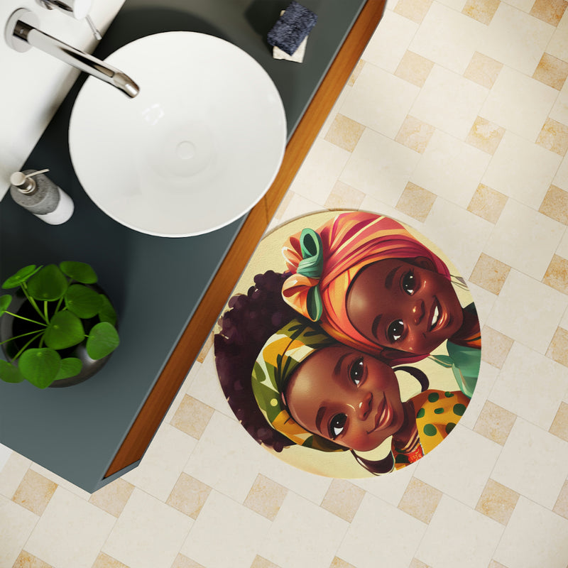 Bath Mat, Cute Afro Girls Bath Mat, Bathroom Mat, Girls Mat